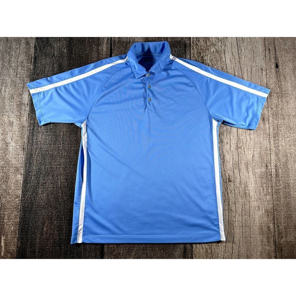 Nike Golf Fit Dry Striped Polo Shirt Men XL Carolina Blue White 244584-412